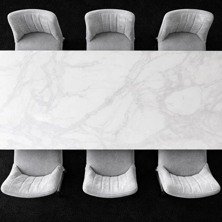Chelsea white marble dining table by Solid Furniture UK