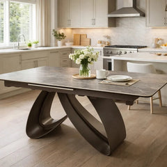 Cheshire 120–150cm dining table with Armani ceramic surface in a stylish modern dining area, Solid Furniture UK