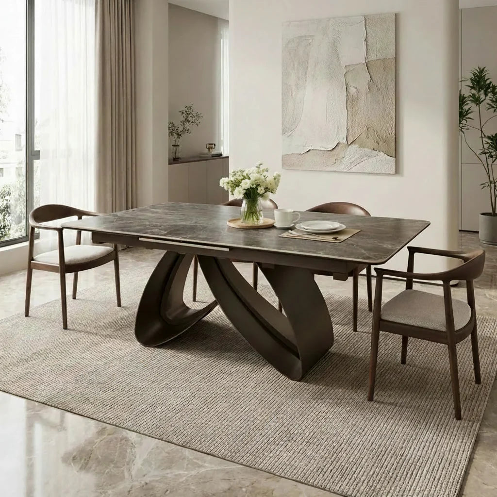 Cheshire extendable dining table in dining room, 160-200cmArmani ceramic top, Solid Furniture UK