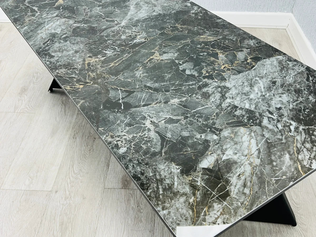 Chicago black and gold ceramic coffee table top view showing the smooth ceramic surface | Solid Furniture UK