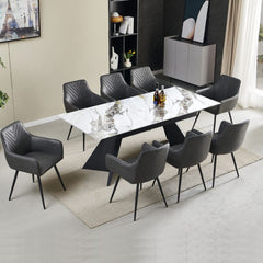 Chicago extending ceramic dining table set cream and gold with Stanford grey chairs elegant UK dining furniture solid furniture uk