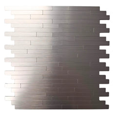 Full view of Chrome Brick Mosaic Wall Tiles with metallic chrome finish, showcasing brick-style mosaic pattern for walls, suitable for kitchens, bathrooms, and feature walls solid furniture UK
