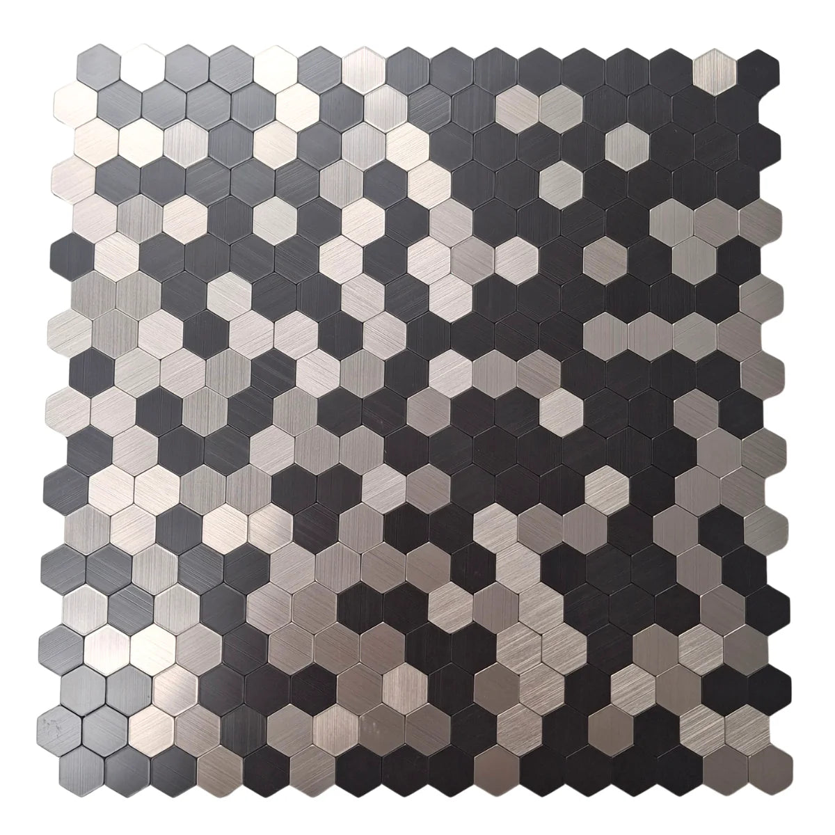 Chrome mini hexagon mosaic wall tiles 30 x 30cm pack of 10 by Solid Furniture LTD main view showing modern geometric design