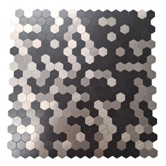 Chrome mini hexagon mosaic wall tiles 30 x 30cm pack of 10 by Solid Furniture LTD main view showing modern geometric design