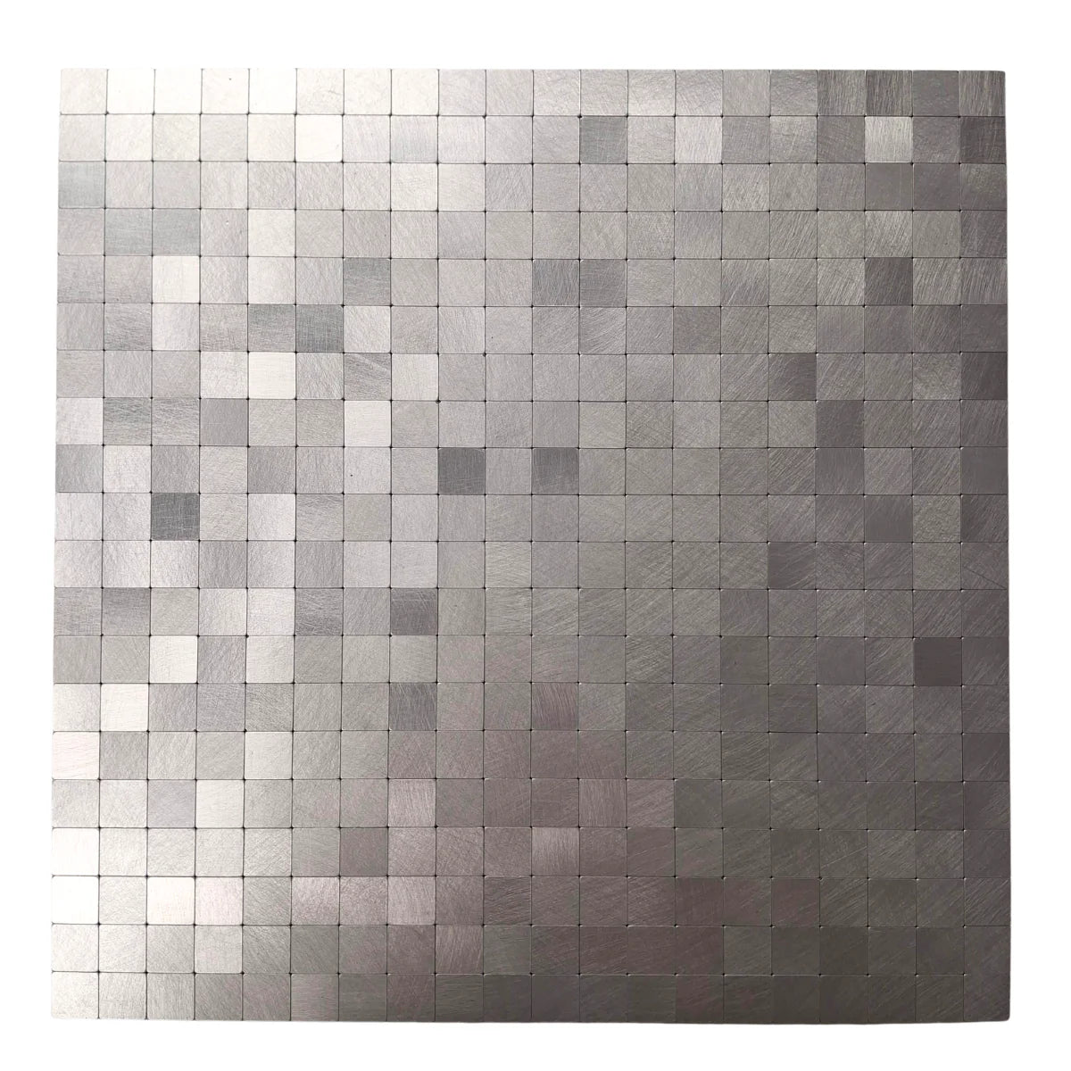 Chrome square mosaic wall tiles 30 x 30cm pack of 10 by Solid Furniture LTD main view showing polished metallic geometric design