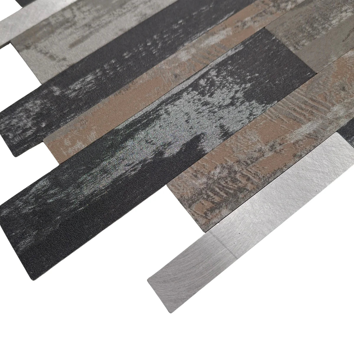 Chrome washed slate mosaic wall tiles 30x30cm self-adhesive peel and stick sheets for kitchen, bathroom, and feature walls. solid furniture UK