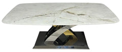 Cream marble coffee table viewed from above, highlighting its smooth surface and refined finish by Solid Furniture UK