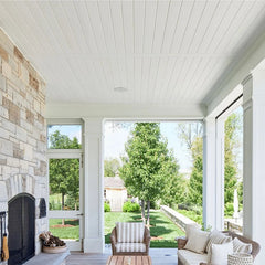 Cream WPC ceiling wall panels installed outdoors – Solid Furniture UK