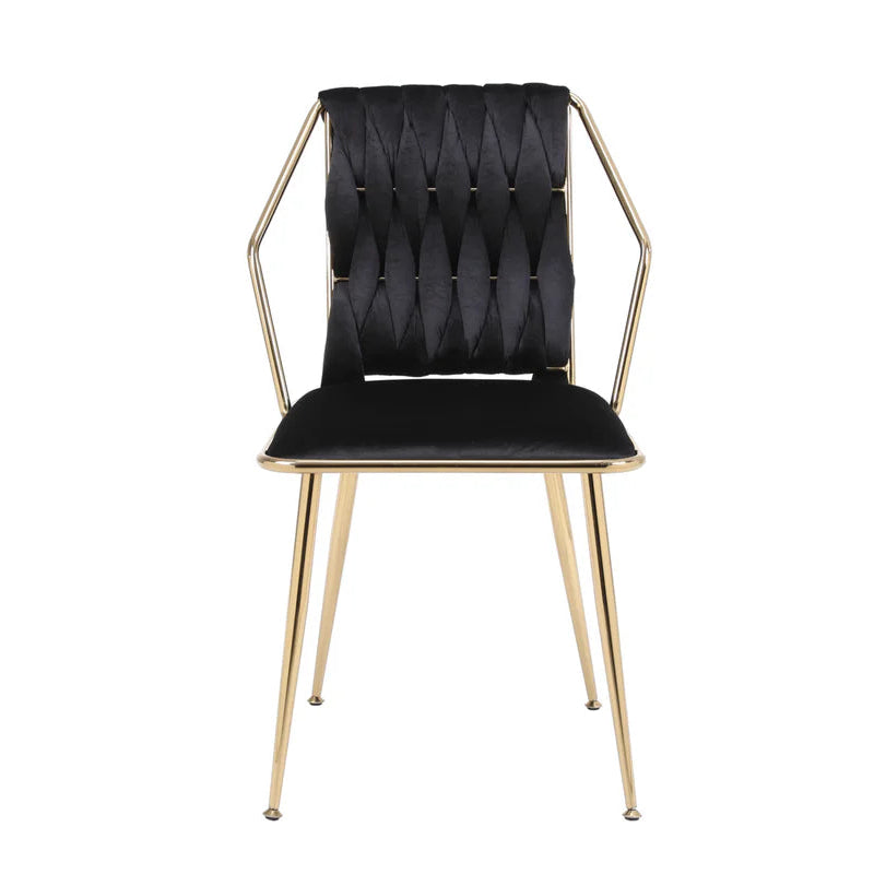Solid Furniture UK Daisy Dining Chair Set of 2 in Black Velvet with Gold Frame Front View