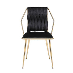 Solid Furniture UK Daisy Dining Chair Set of 2 in Black Velvet with Gold Frame Front View