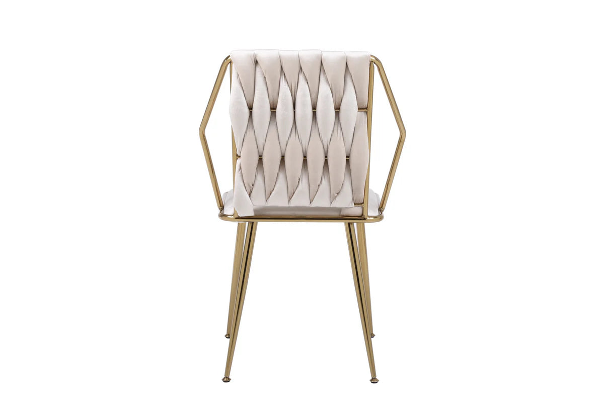 Solid Furniture UK Daisy Cream Upholstered Dining Chair Back View with Gold Frame