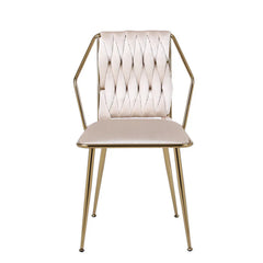 Solid Furniture UK Daisy Dining Chair Set of 2 in Cream Velvet with Gold Frame Front View