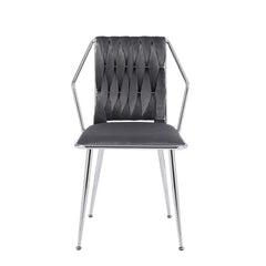 Solid Furniture UK Daisy Dining Chair Set of 2 in Grey Velvet with Silver Frame Front View