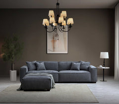 Dakota 4 seater bouclé sofa with chaise in modern luxury living room – feather filled contemporary sofa solid furniture UK
