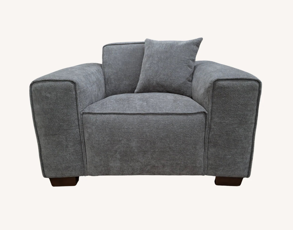 Dakota bouclé armchair with feather filled cushions and modern luxury design