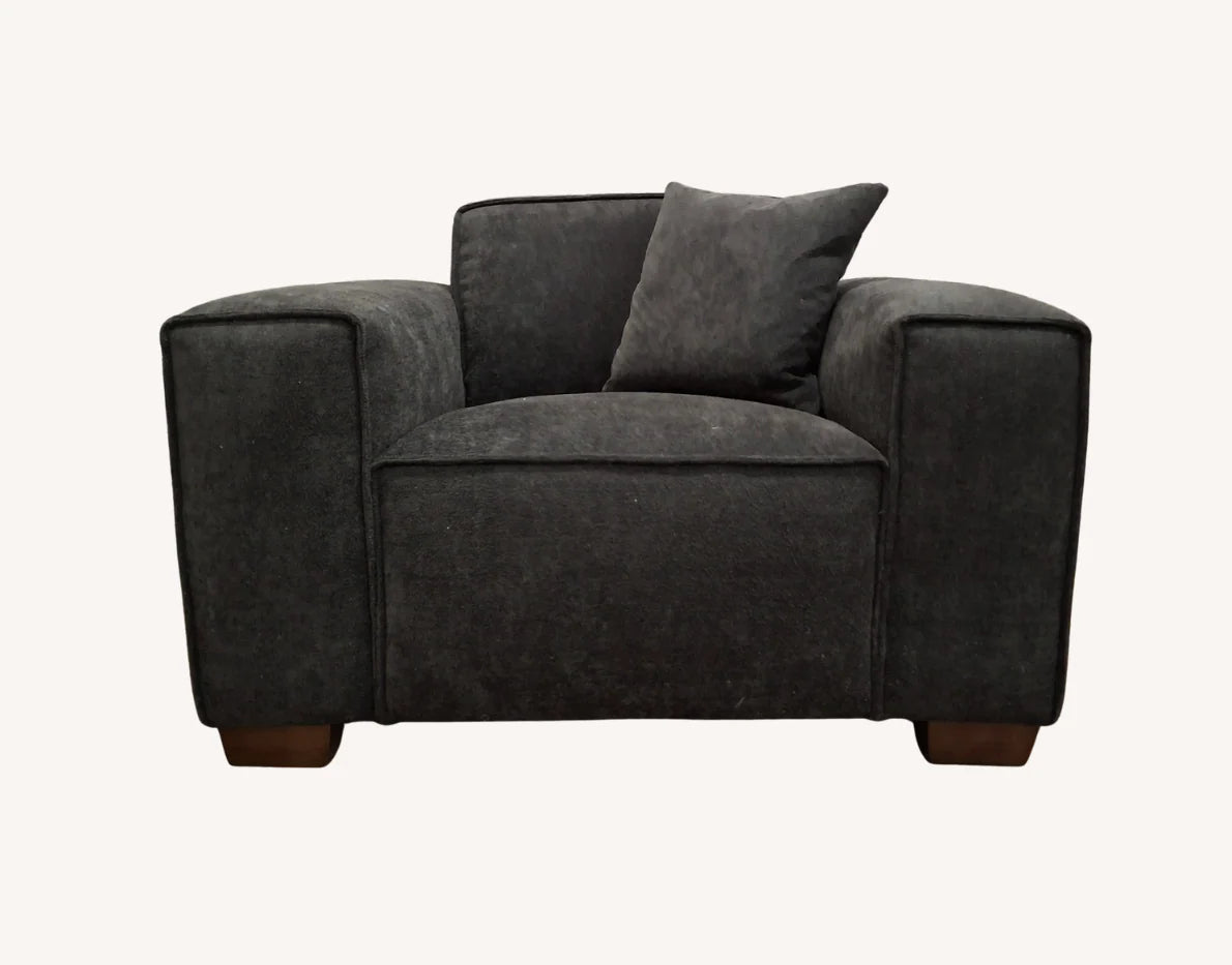 Dakota bouclé armchair with feather filled cushions and modern luxury design