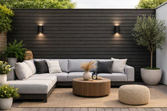 Dark brown exterior interlocking composite wall panels 2.35m² pack for outdoor cladding by Solid Furniture UK