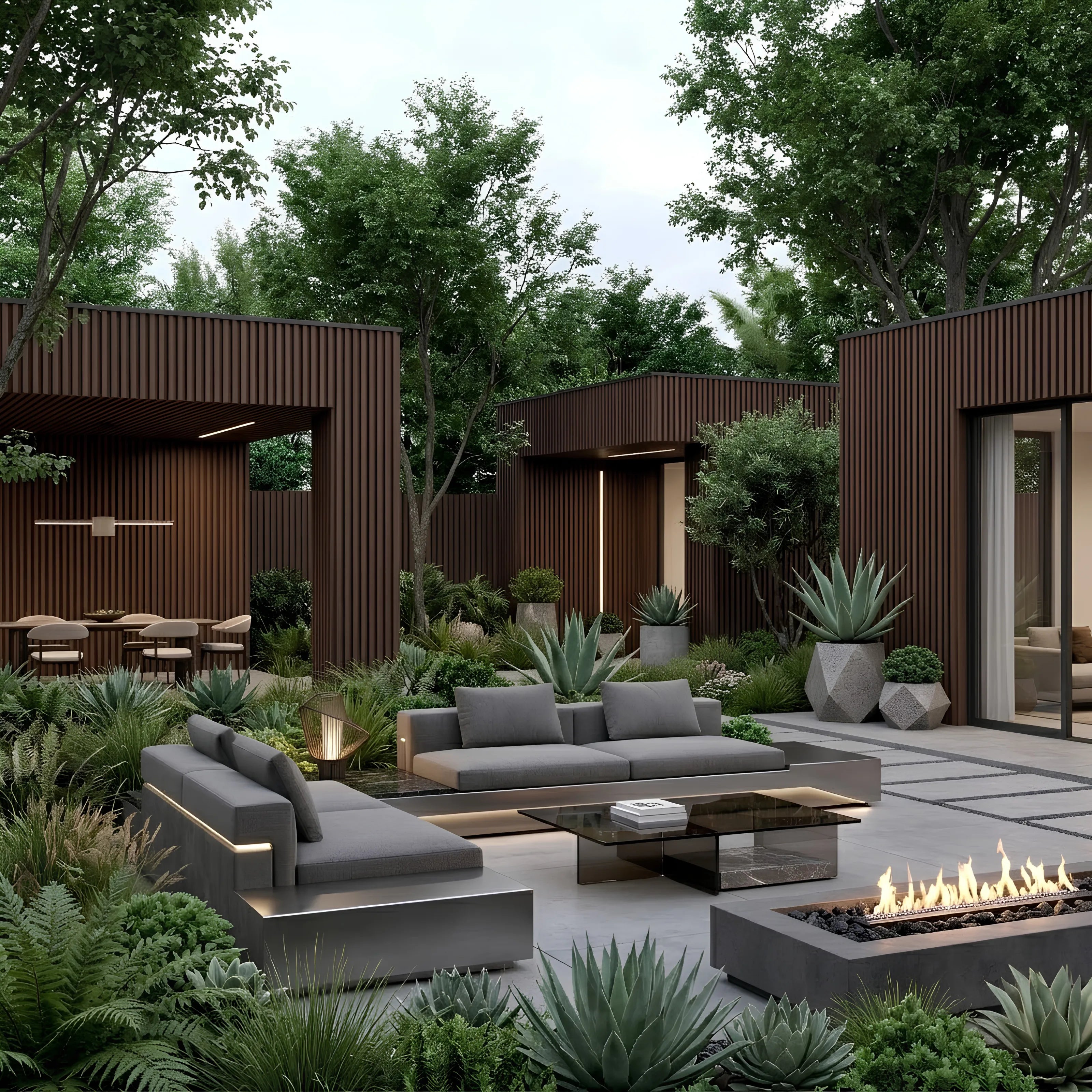 Garden wall finished with dark brown WPC cladding, 16×240cm, pack of 12, from Solid Furniture UK