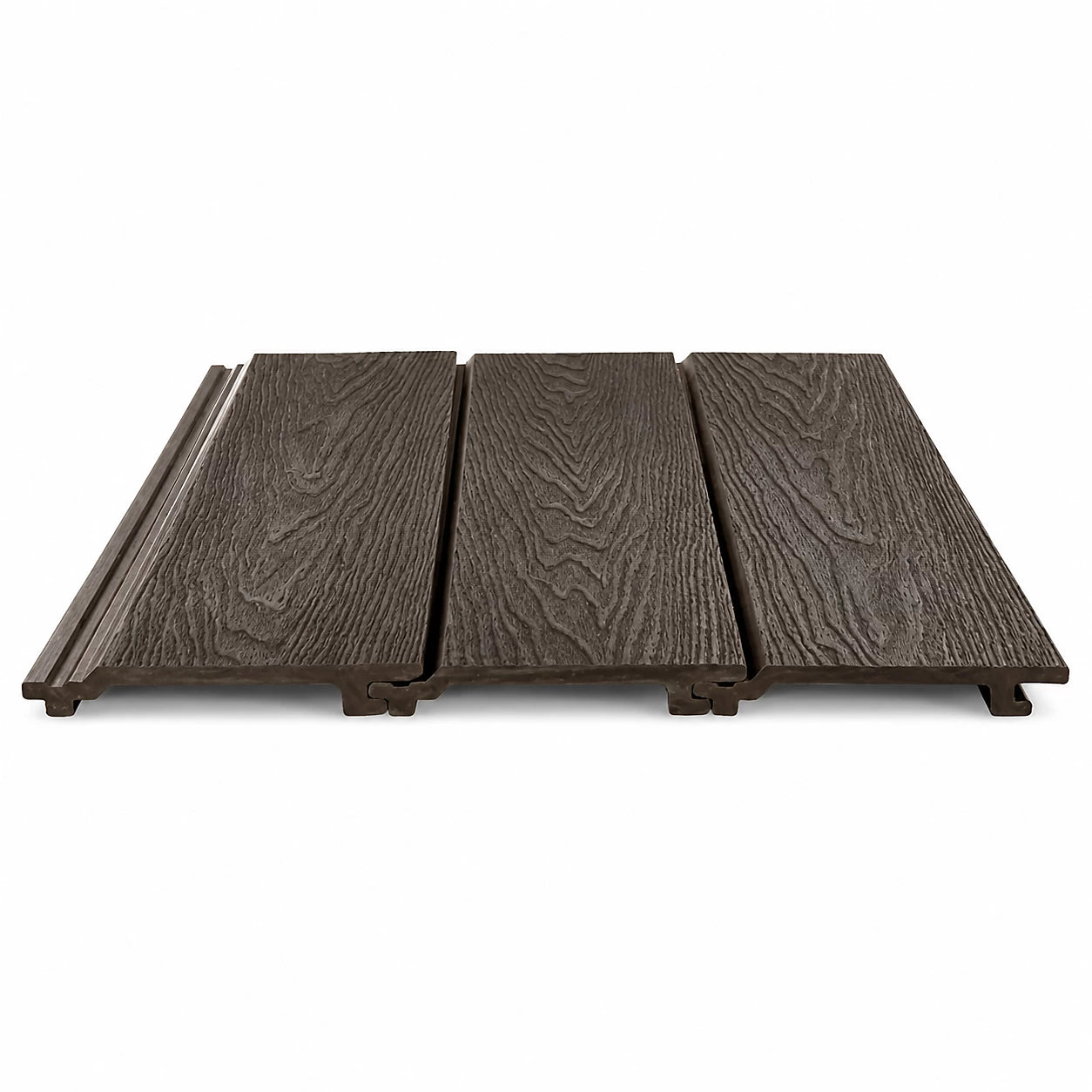 Dark brown outdoor WPC cladding panels with interlocking profile 290cm by Solid Furniture UK