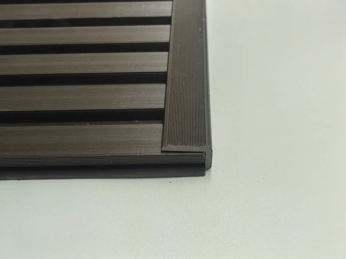 Dark Brown Wall Panel End Trim 240cm – Composite Edge Trim | Solid Furniture UK (Installed View)