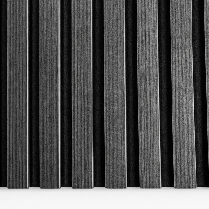 Original dark grey wall panels 60x240 by Solid Furniture UK showing true product appearance, matte finish, and slatted HDF design