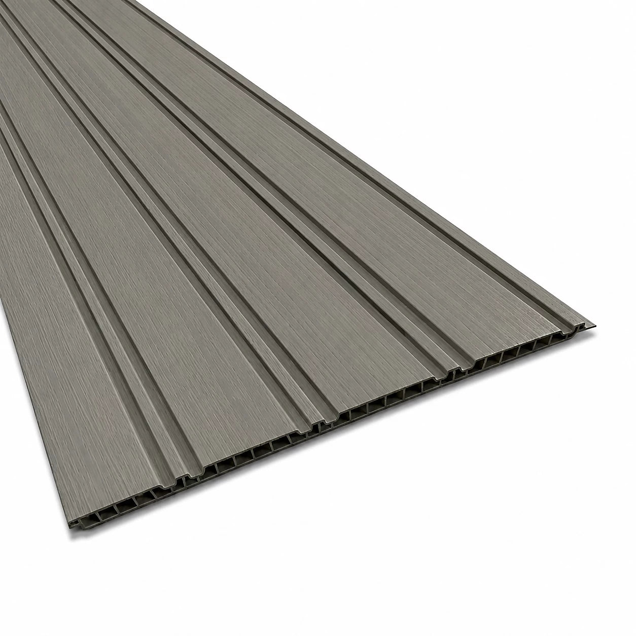 Full view of Dark Grey waterproof multi-width WPC wall panels by Solid Furniture UK