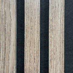 Close-up of dark oak HDF acoustic slatted wall panel 60x240cm by Solid Furniture UK in the UK showing detailed slat texture and premium finish.
