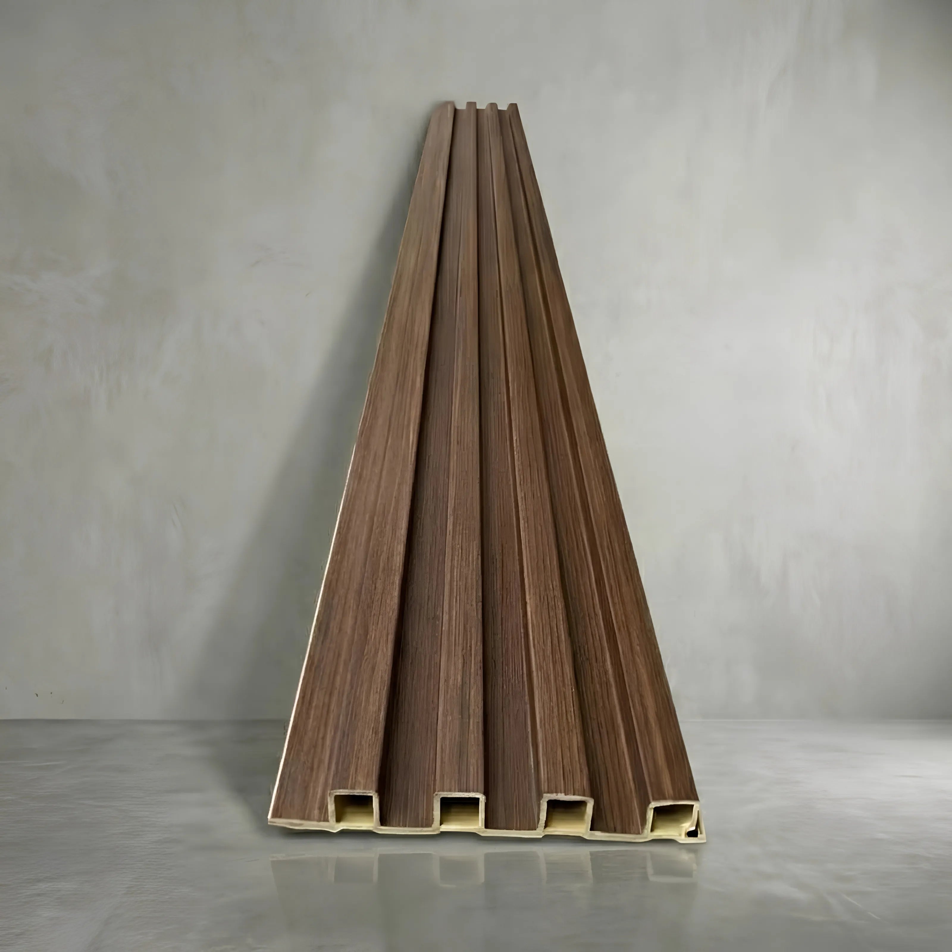 Full view of dark oak seamless WPC wall panel with wood-effect finish – Solid Furniture UK