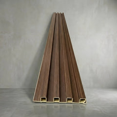 Full view of dark oak seamless WPC wall panel with wood-effect finish – Solid Furniture UK