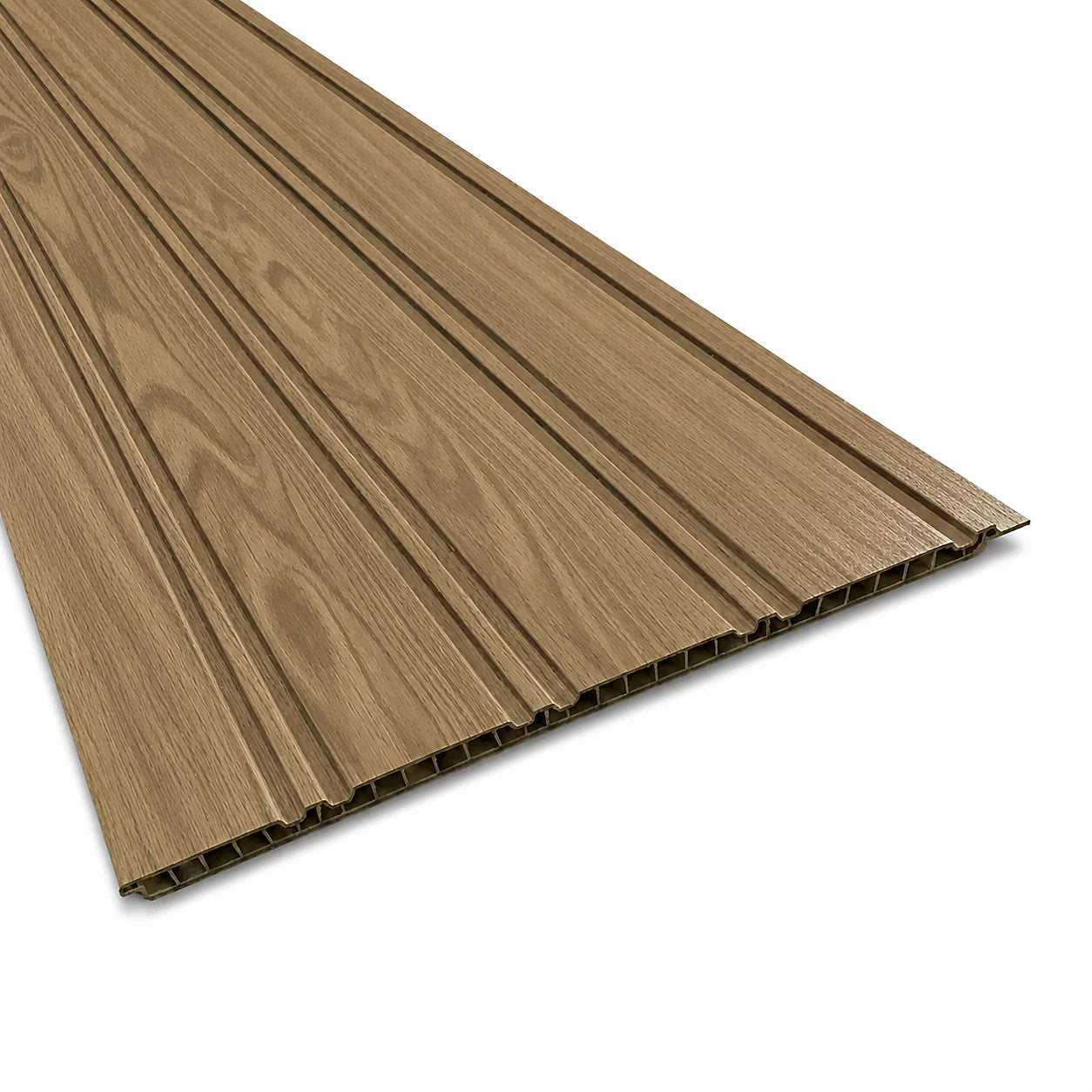 Full view of Dark Oak seamless WPC wall panels by Solid Furniture UK