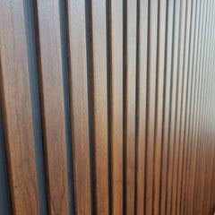 Dark oak waterproof slatted WPC wall panels 15x240cm main view – Solid Furniture UK