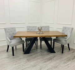 Axel Dining Table with Majestic Light Grey Chair SOLID FURNITURE