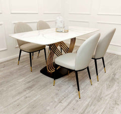 Orion Gold 1.8 Dining Table with Etta Beige Chairs SOLID FURNITURE