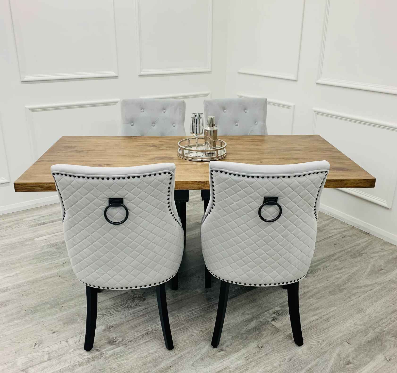 Axel Dining Table with Majestic Light Grey Chair SOLID FURNITURE