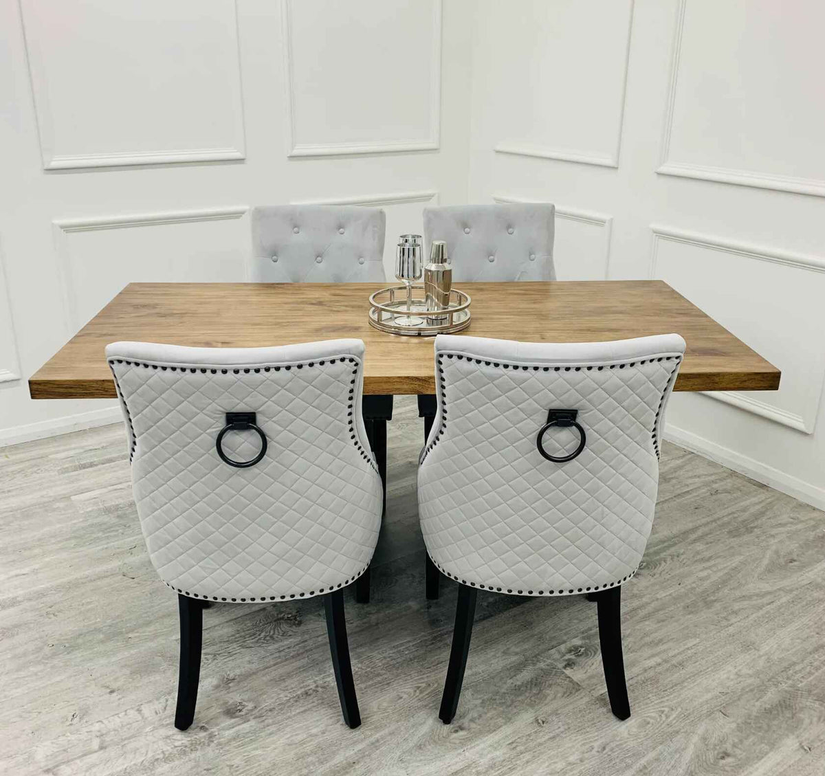 Axel Dining Table with Majestic Light Grey Chair SOLID FURNITURE