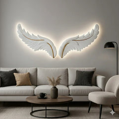 LED Wings Luxury Lighted Wall Décor in white resin with soft ambient LED lighting