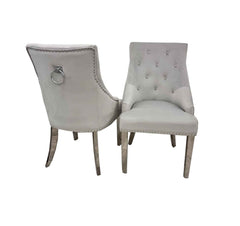 Duke Light Grey Velvet Dining Chair SOLID FURNITURE