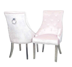 Duke Chrome Pink Velvet Dining Chairs SOLID FURNITURE