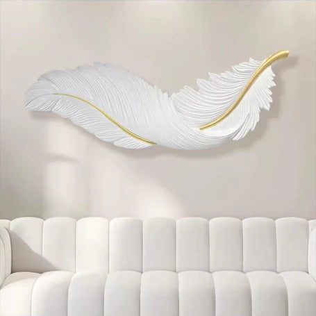 Contemporary Feather Light LED 32x100cm mounted on solid furniture, emitting white and warm light