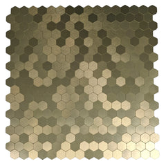 Gold mini hexagon mosaic wall tiles 30 x 30cm pack of 10 by Solid Furniture LTD main view showing modern geometric design