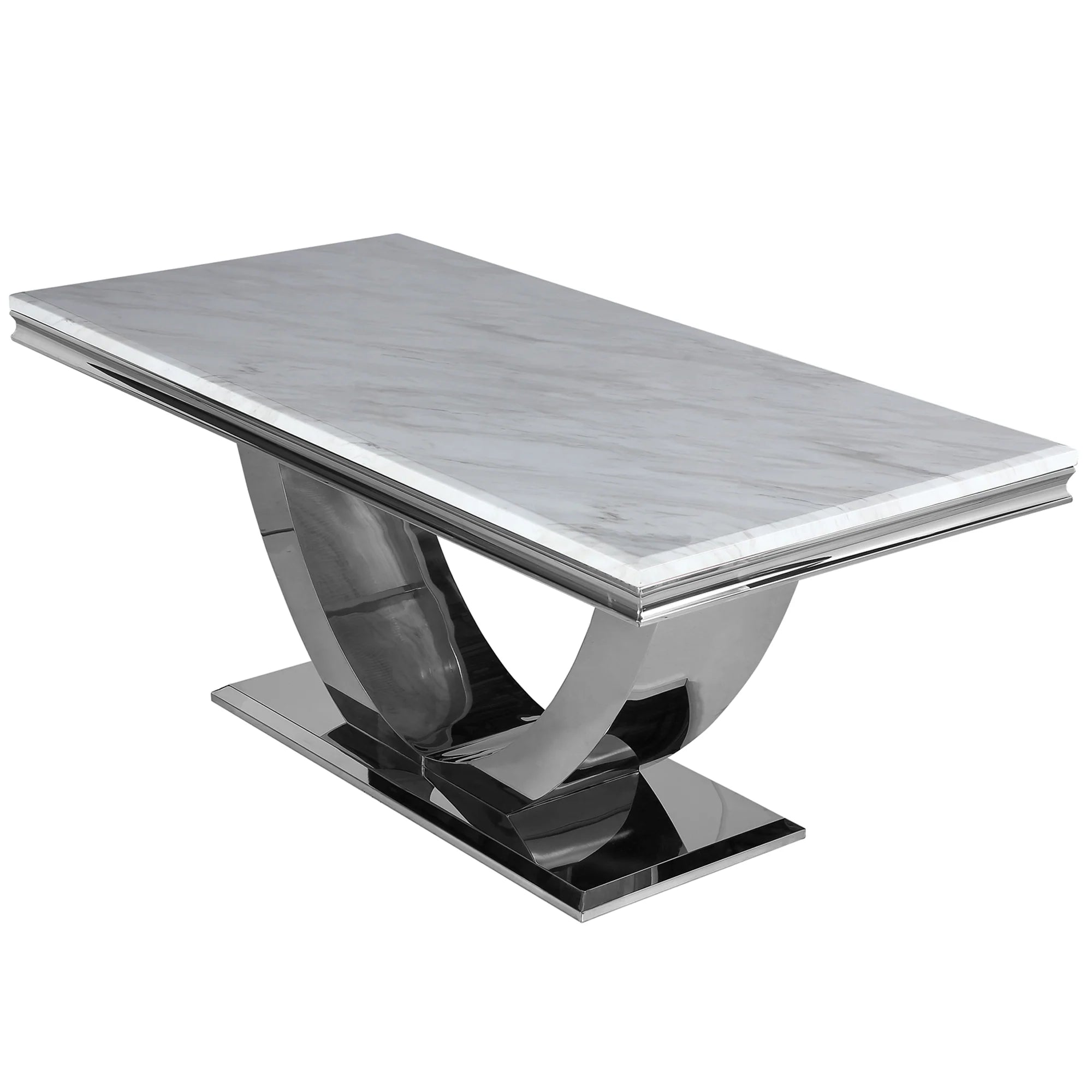 Grey ceramic dining table with smooth matte finish designed for a modern home interior.
