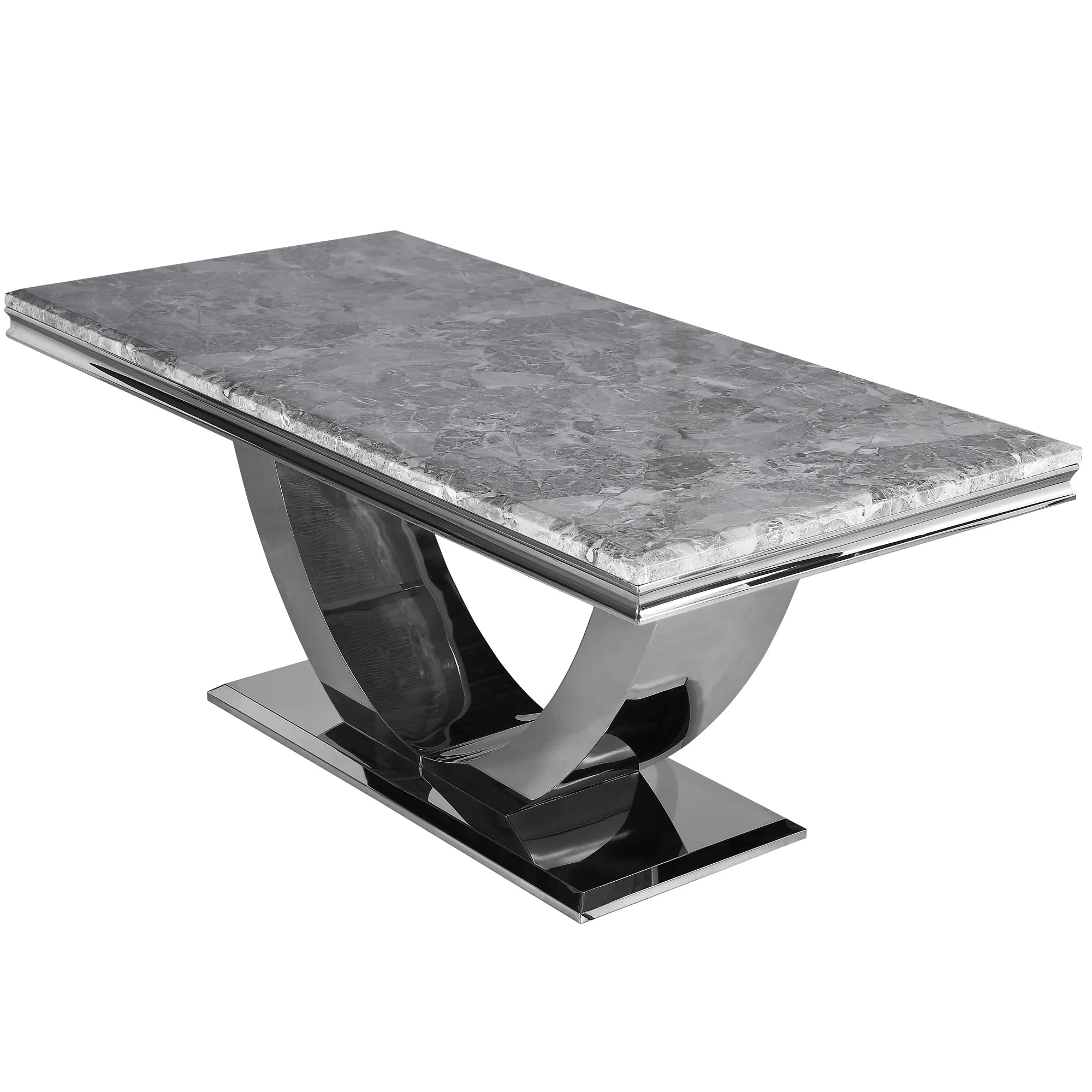 Grey ceramic dining table with smooth matte finish designed for a modern home interior.