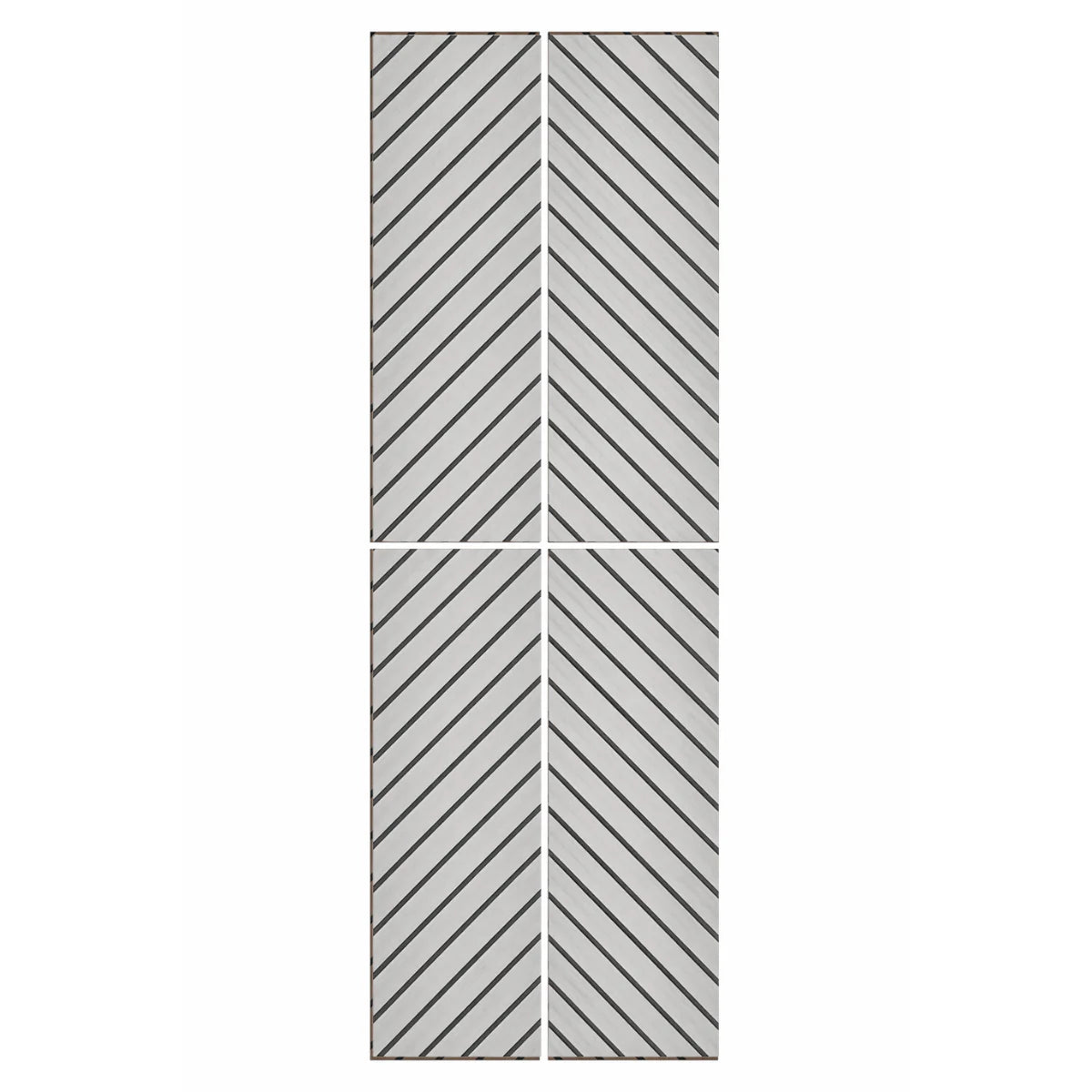 Closeup Grey Oak herringbone acoustic wall panel grey wood veneer acoustic felt backing pack of 4 solid furniture UK
