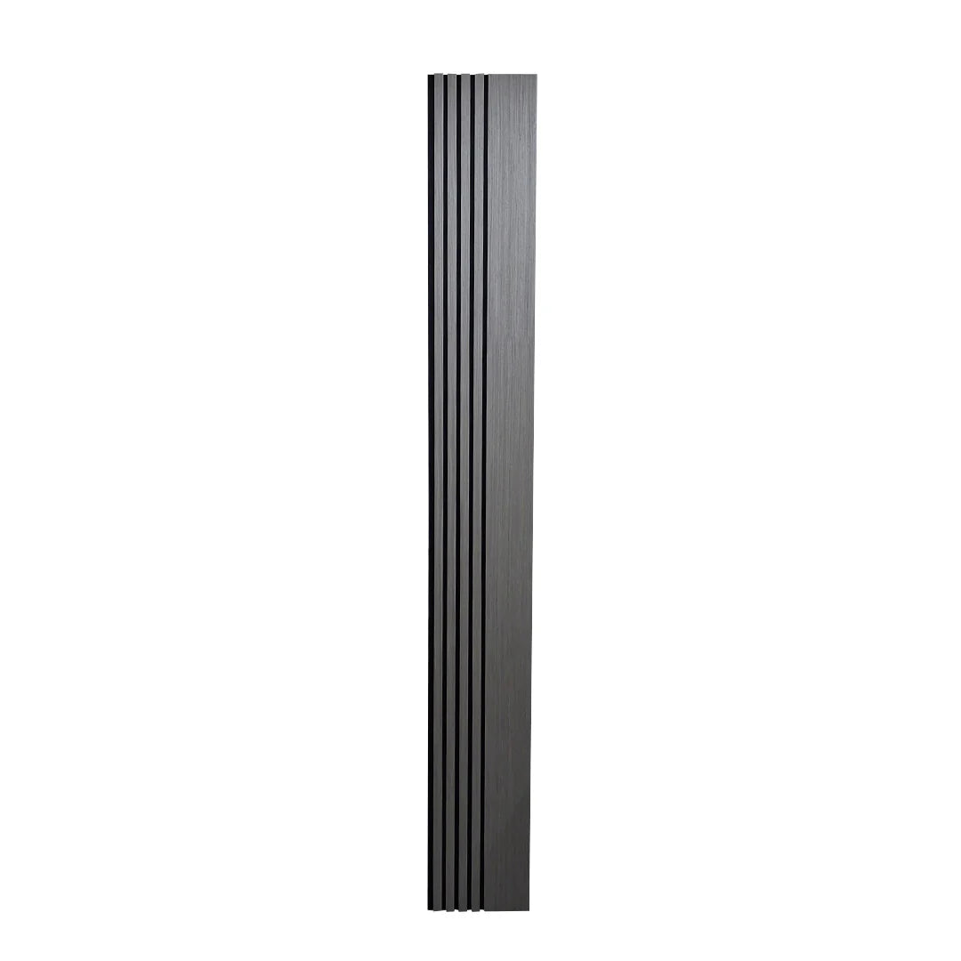 Close-up view of Grey Oak 240 x 30 cm acoustic wood veneer wall panel by Solid Furniture UK showing contemporary texture and smooth veneer finish