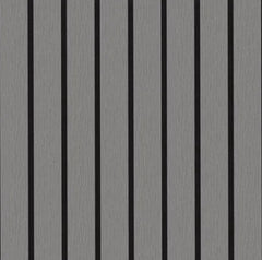 Grey Oak wide slat 3sided acoustic wall panels installed in modern living room solid furniture UK