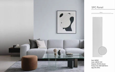 Waterproof grey plain PVC wall panel for kitchens, bathrooms, and living spaces Solid Furniture UK