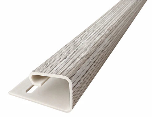 Grey WPC wall panel end trim UK front view by Solid Furniture UK with smooth finish