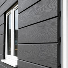 290cm grey waterproof outdoor exterior cladding panels installed on an outside wall by Solid Furniture UK