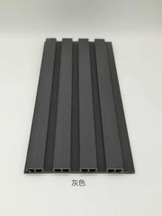 Front view of grey WPC outdoor wall panel 180cm and 290cm in the UK by Solid Furniture LTD, displaying clean structured slat design and modern exterior finish