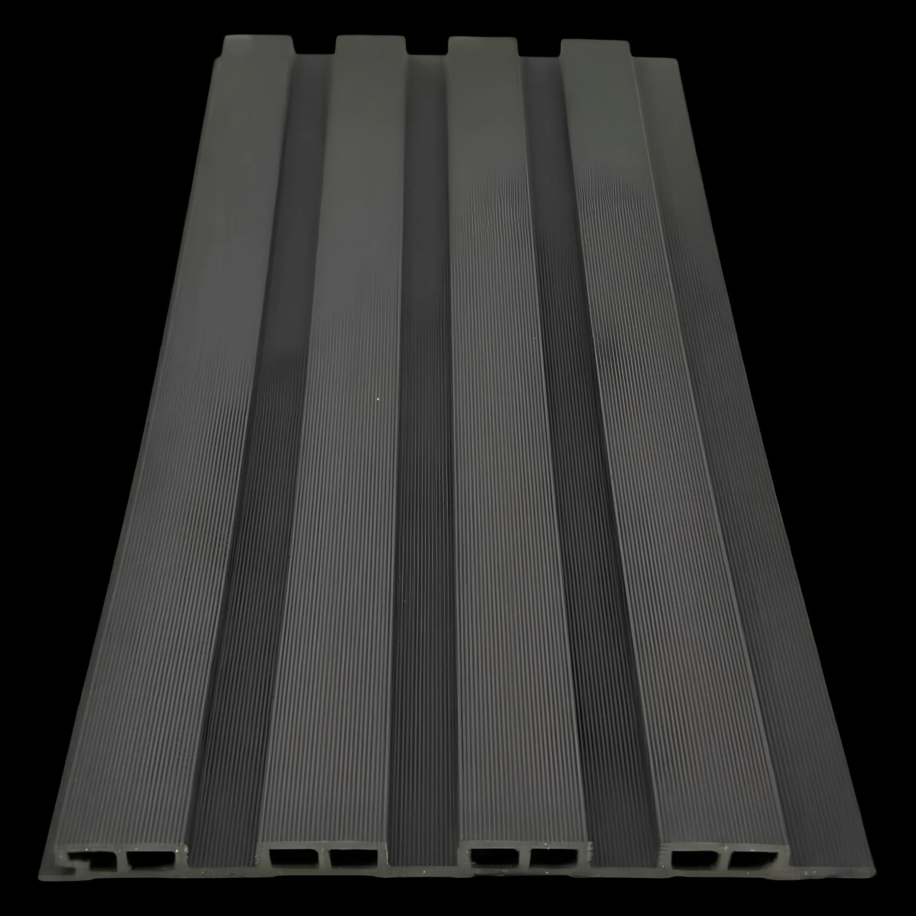 Close-up of grey seamless waterproof WPC wall panels 16×240cm pack of 12 by Solid Furniture UK